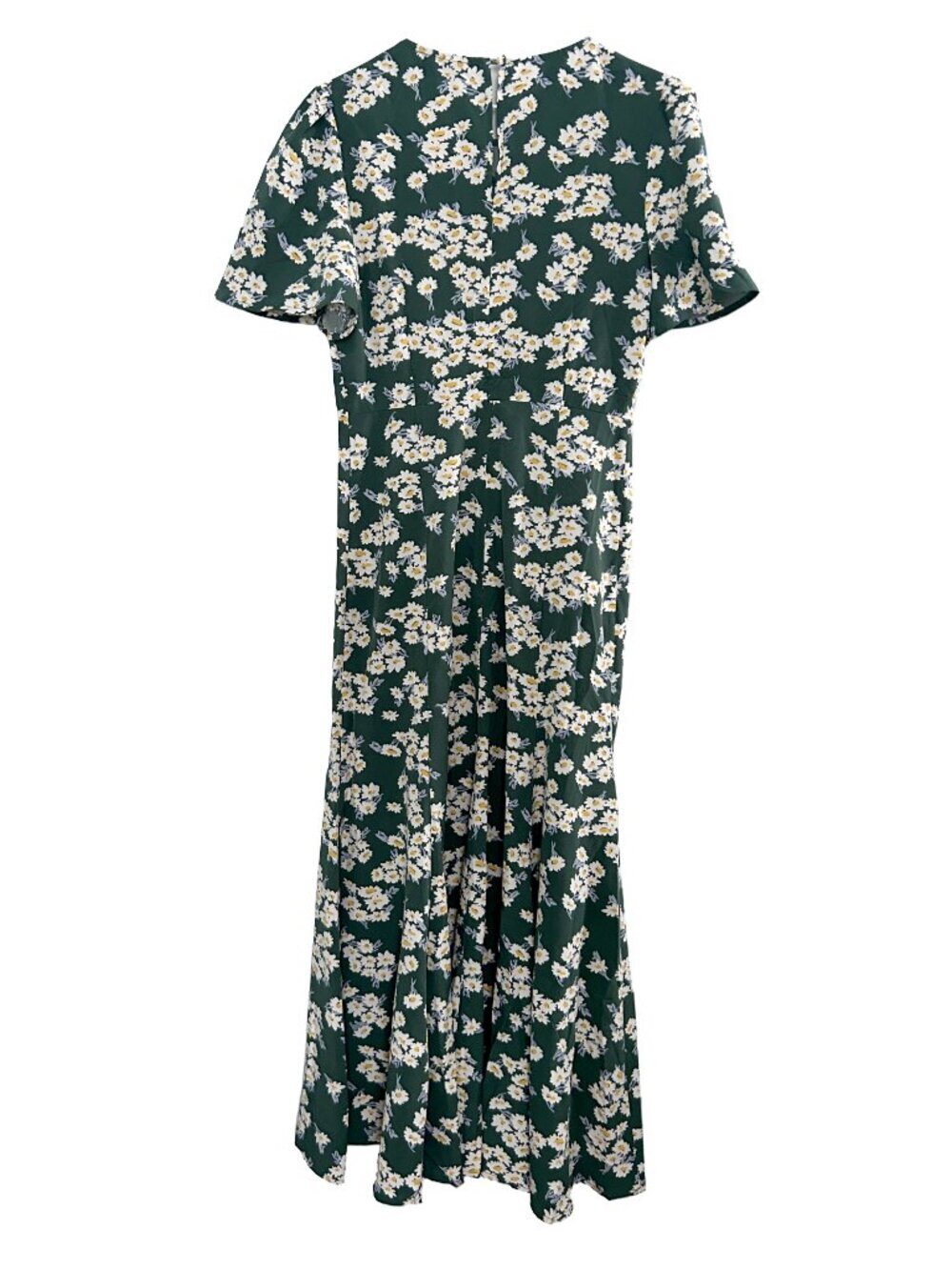 RIHOAS Green White Daisy Floral Midi Cottagecore Midi Dress Short Sleeve Size S - Picture 4 of 8